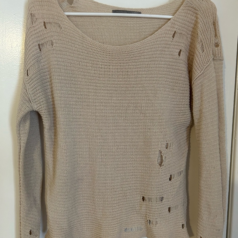 Distressed sweater nude